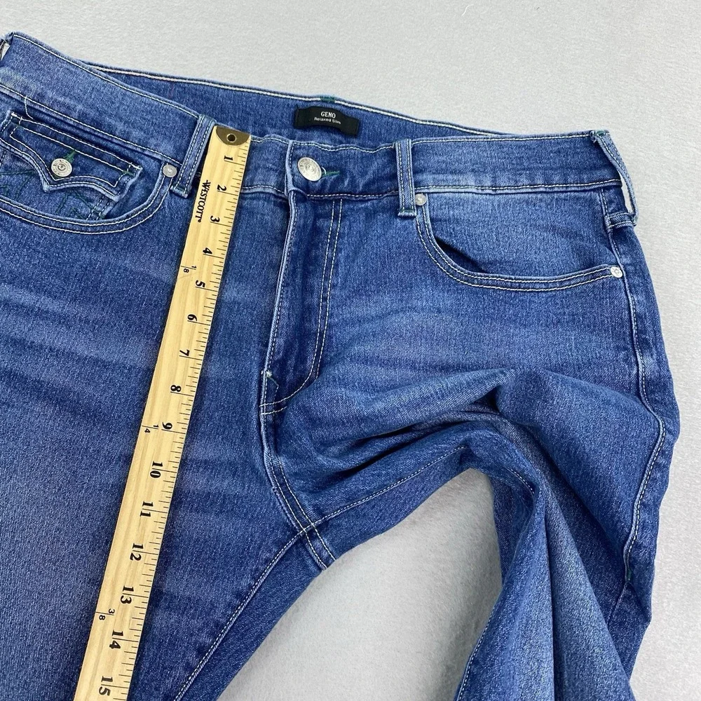 True Religion Jeans Mens 36x32 Blue Denim Pants Geno Relaxed Slim Flap Pocket